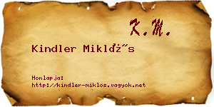 Kindler Miklós névjegykártya